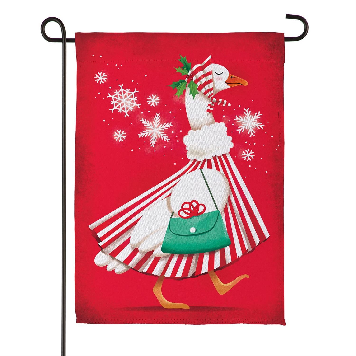Prim Christmas Goose Suede Flag