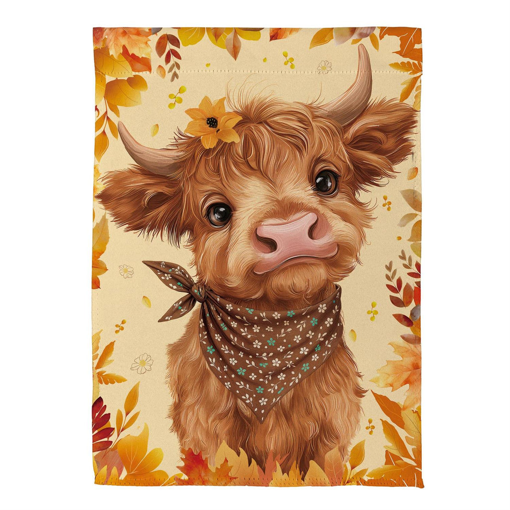 Frankie The Fall Highland Cow Suede Flag