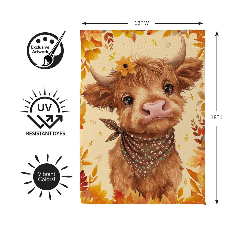 Frankie The Fall Highland Cow Suede Flag