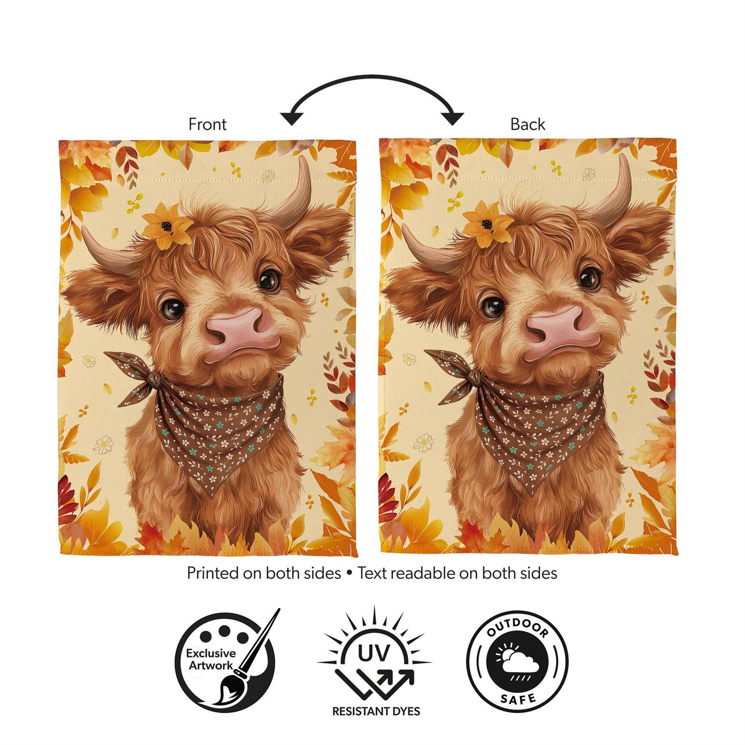 Frankie The Fall Highland Cow Suede Flag