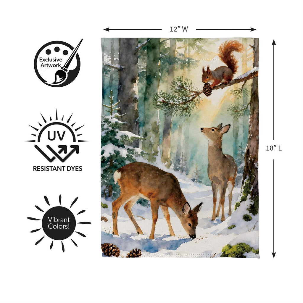 Winter Forest Friends Suede Flag