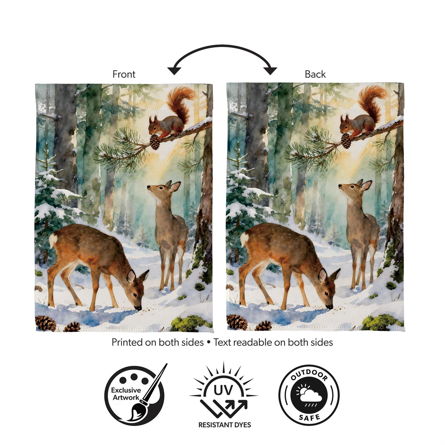 Winter Forest Friends Suede Flag
