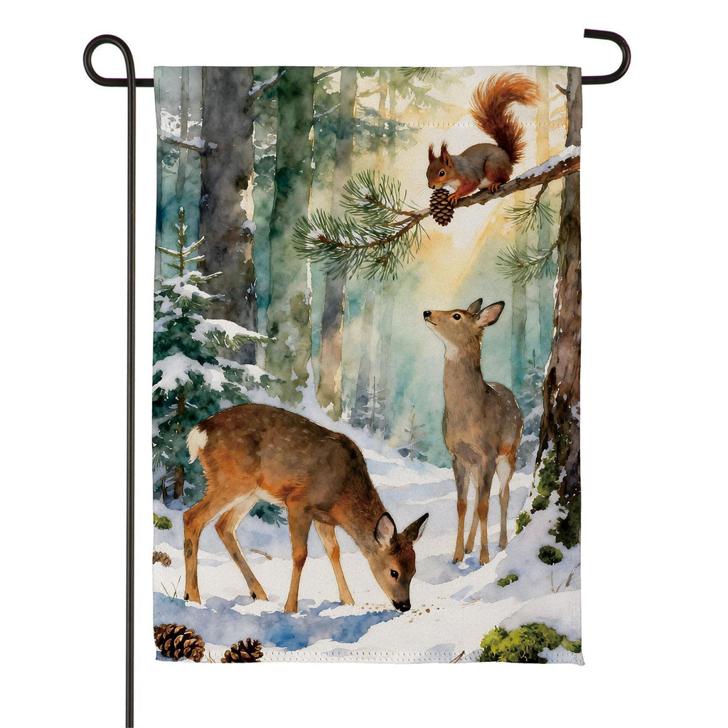Winter Forest Friends Suede Flag