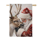 Santa Comforting Reindeer Suede Flag