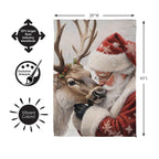 Santa Comforting Reindeer Suede Flag