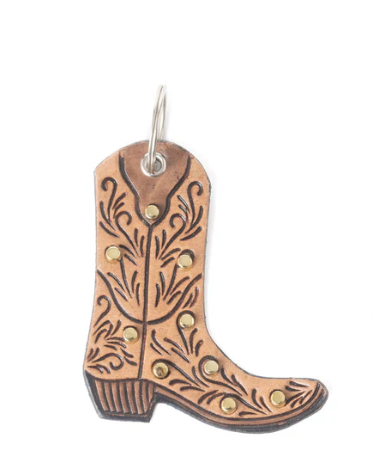 Saddleblossom Leather Key Fob in Spiced Tan