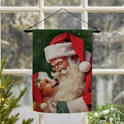 Santa & Olive Suede Flag