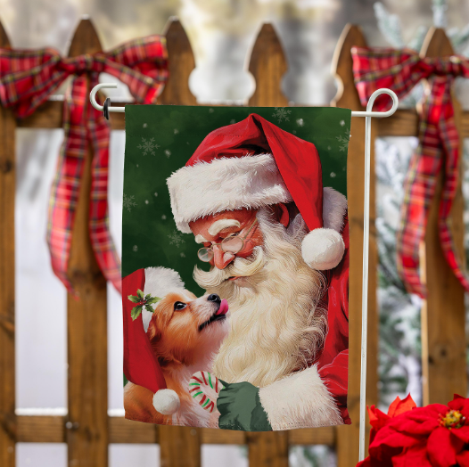 Santa & Olive Suede Flag