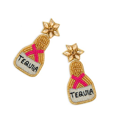 Tequila Bottle Beaded Earrings