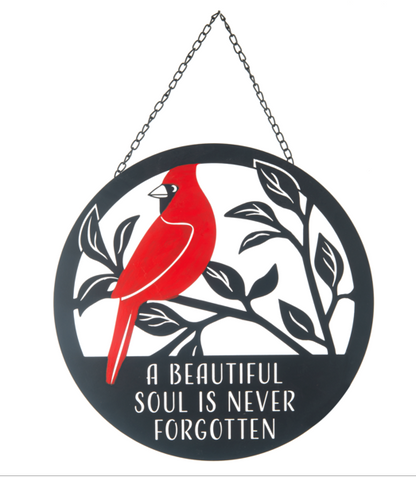 Round Laser Cut Cardinal Memorial Wall Decor