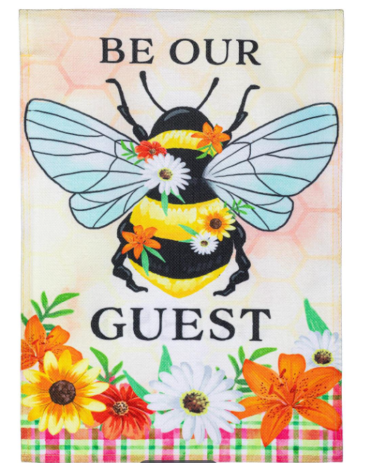 Bee Summer Burlap Flag