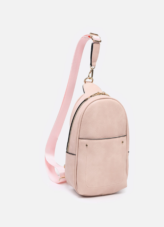 Pamela Sling Bag w/ Dbl Zip & Removable Strap Pink