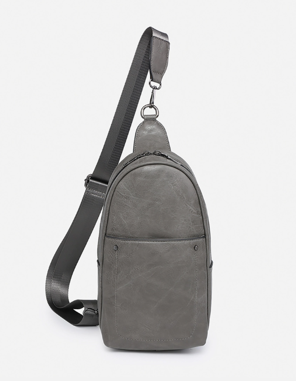 Pamela Sling Bag w/ Dbl Zip & Removable Strap Charcoal