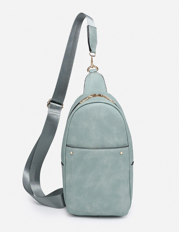 Pamela Sling Bag w/ Dbl Zip & Removable Strap - Teal