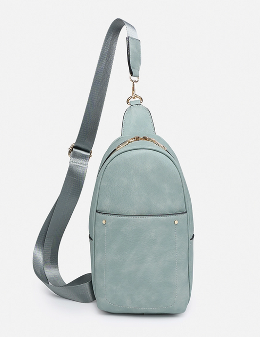 Pamela Sling Bag w/ Dbl Zip & Removable Strap - Teal