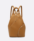 Maura Diagonal Zipper Backpack - Camel Brown