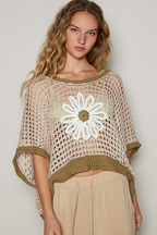 Pol Round neck sleeveless floral thin sweater top