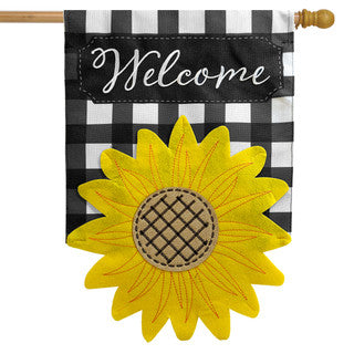 Sculpted Sunflower Burlap House Flag