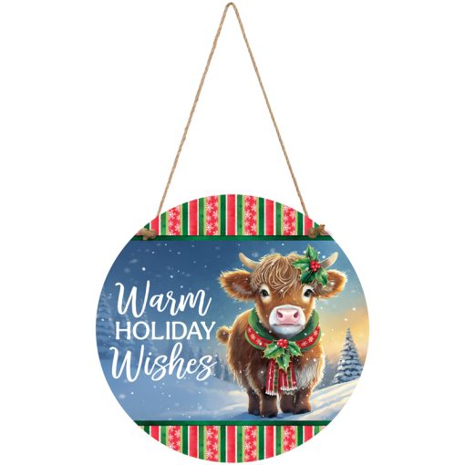 "Seasons Greetings Cow" Door Hanger