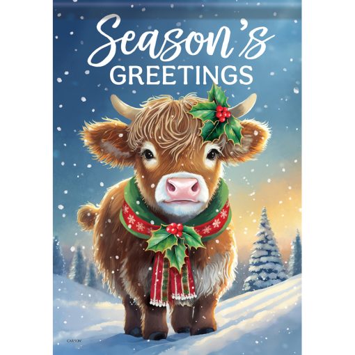 "Season’s Greetings Cow" Durasoft™ Flag