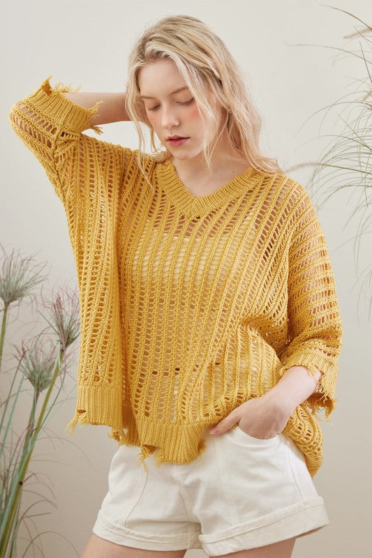 Kari See Through Loose Fit Distressed Knit