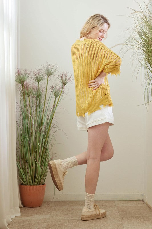 Kari See Through Loose Fit Distressed Knit