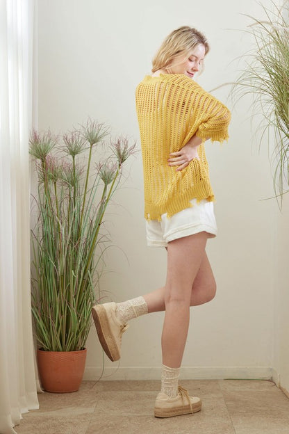 Kari See Through Loose Fit Distressed Knit