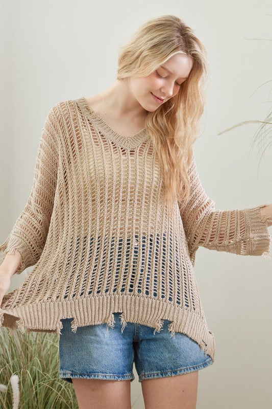 Kari See Through Loose Fit Distressed Knit