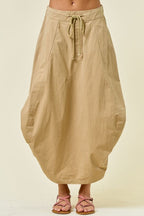 Side Tuck Detail Midi Skirt