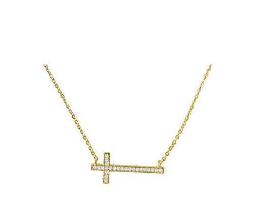 Sideway Cross Necklace - CZPB503