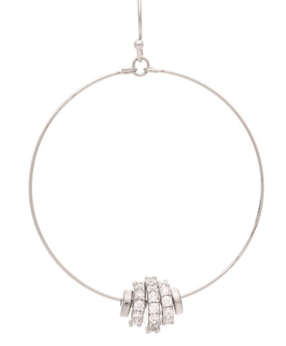 Silver Crystal Rondells Circle Earring
