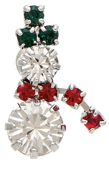 Silver Crystal Snowman Post Earring
