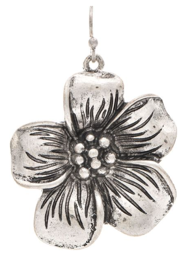 Silver Engraved Flowers Earring