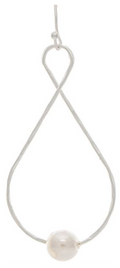 Silver Faux Pearl Infinity Earring