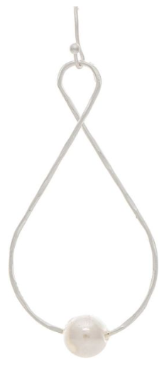 Silver Faux Pearl Infinity Earring