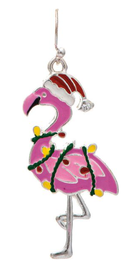 Silver Holiday Flamingo Earring