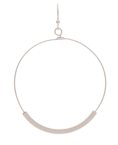 Silver Matte Bar Circle Earring