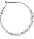 Silver Nugget Bead Hoop Earring
