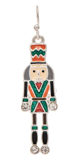 Silver Nutcracker Soldier Doll Earring