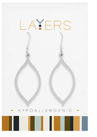 Silver Oval Dangle Layers Earrings Lay-Ear 504-S