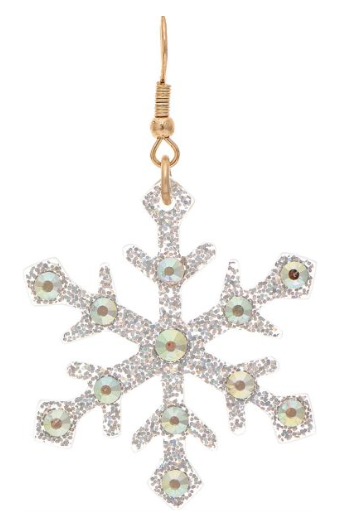 Silver Sparkle Resin Snowflake Earring
