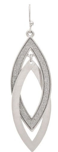 Silver Sparkle Texture Double Ellipse Earring