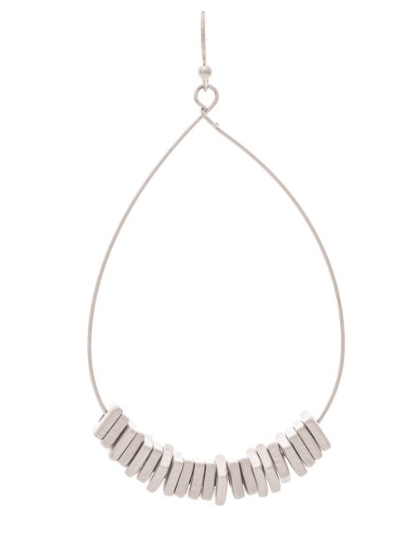 Silver Square Stack Bead Teardrop Earring