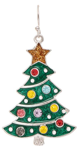 Silver Star Top Crystal Gems Tree Earring