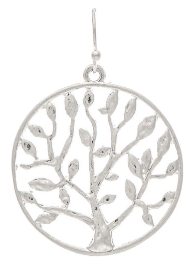 Silver Tree of Life Circle Earring