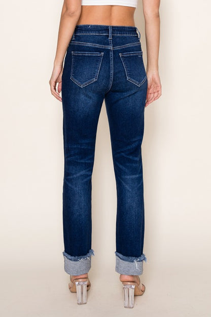 Fiore Straight Cuffed Stretch Jeans Dark Wash