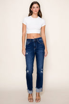 Fiore Straight Cuffed Stretch Jeans Dark Wash