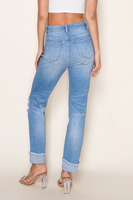 Fiore Straight Cuffed Stretch Jeans Light Wash