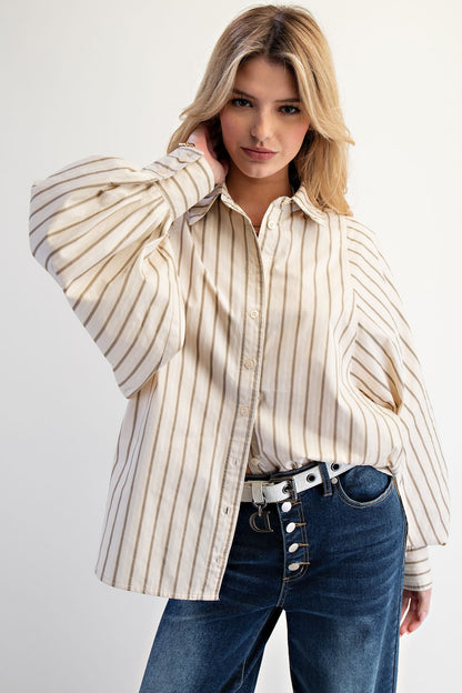 Striped Button Down Woven Shirt