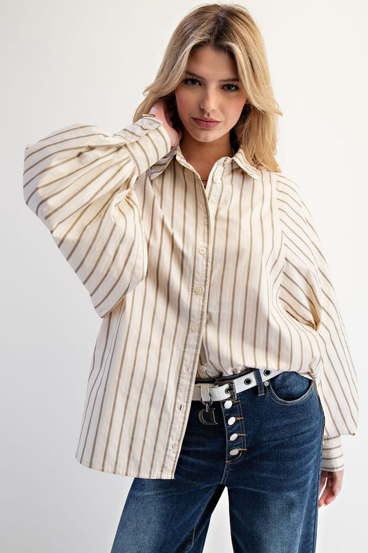 Striped Button Down Woven Shirt